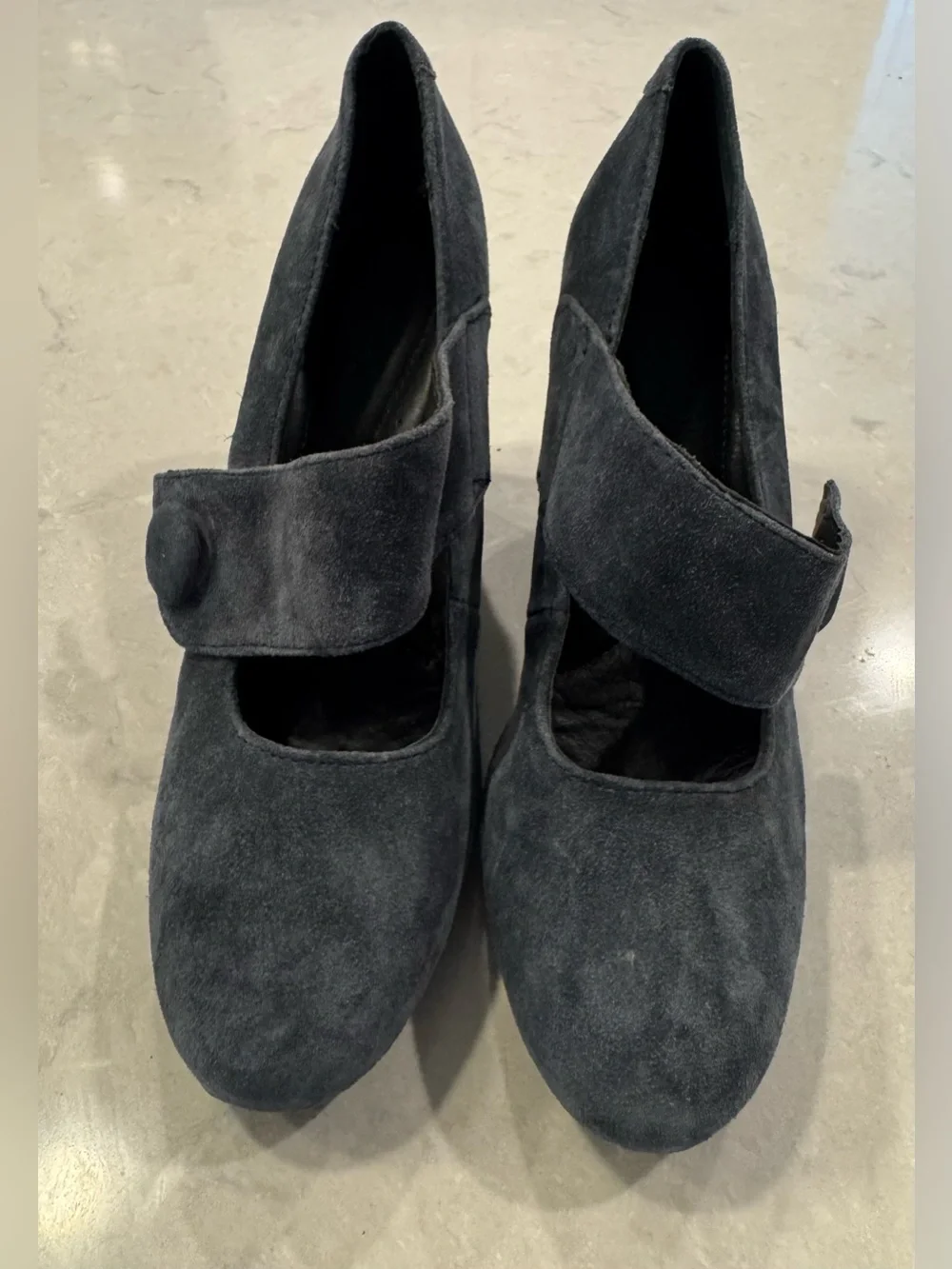 Born Sttel Blue Women’s Lusi Suede Wedge Mary Jane Shoe